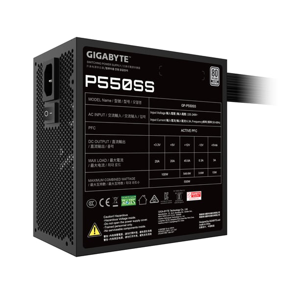 GIGABYTE P550SS strömförsörjningsenheter 550 W 20+4 pin ATX ATX Svart