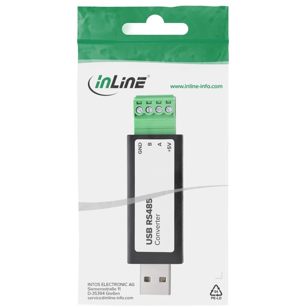 InLine 33307C seriel konverter/repeater/isolator USB 2.0 RS-485 Sort