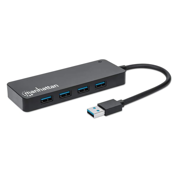 Manhattan 164900 gränssnittshubbar USB 3.2 Gen 1 (3.1 Gen 1) Type-A 5000 Mbit/s Svart