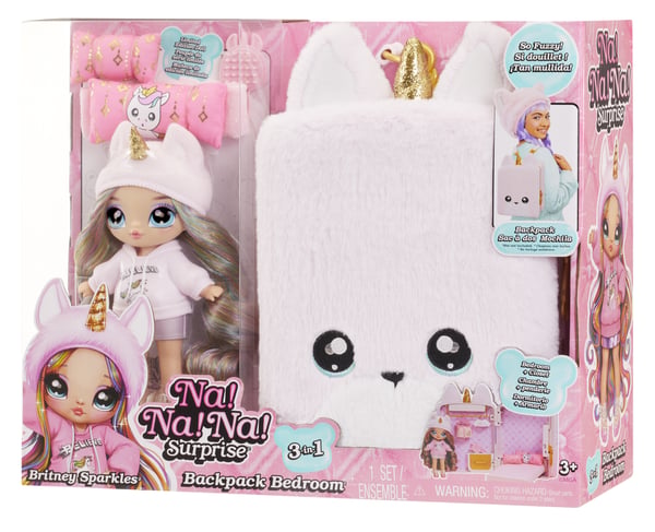 Na! Na! Na! Surprise 3-in-1 Backpack Bedroom Unicorn Playset- Britney Sparkles