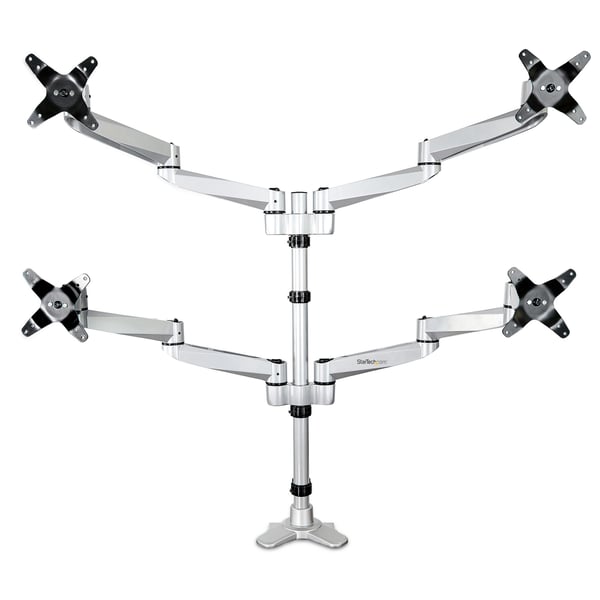StarTech.com ARMQUADPS skærmbeslag og -stativer 68,6 cm (27") Skrivebord Sølv