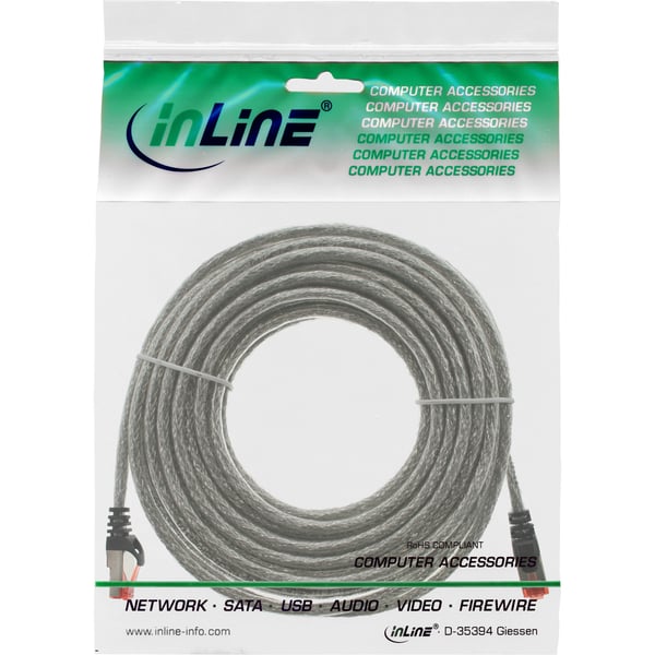 InLine 4043718157402 nätverkskablar Transparent 50 m Cat6 S/FTP (S-STP)