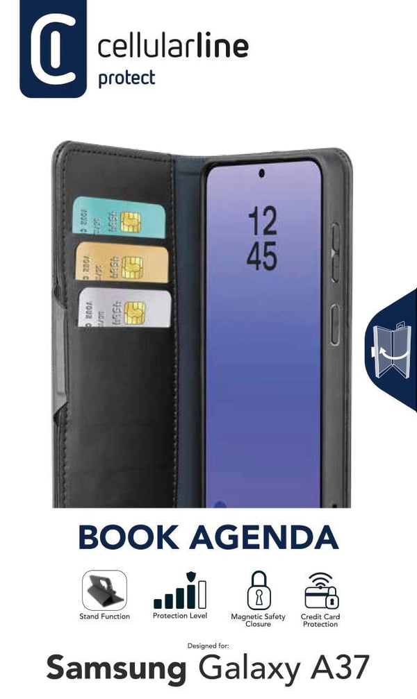 Cellularline Book Agenda 2 matkapuhelimen suojakotelo 17 cm (6.7") Folio-kotelo Musta