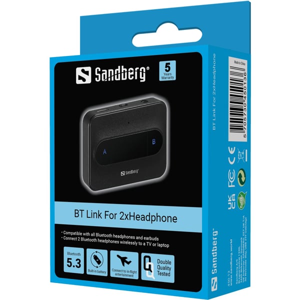 Sandberg 450-13 langaton audiolähetin 3,5 mm 10 m Musta