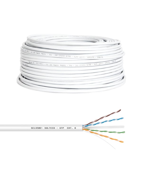 Vultech SC13502-100 nätverkskablar Vit 100 m Cat6 U/UTP (UTP) Rund