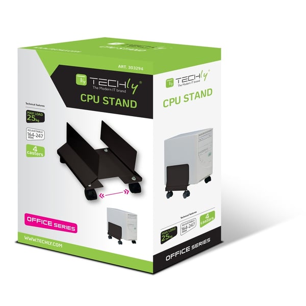 Techly ICA-CS 34 multimediavagnar & ställ Svart PC Multimediavagn