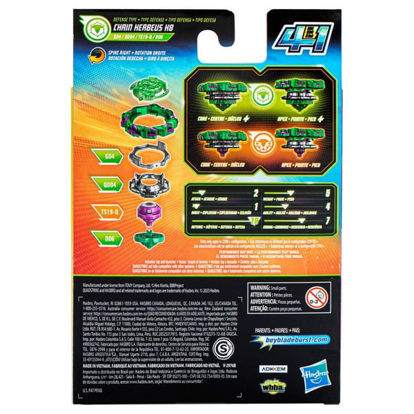Beyblade Burst QuadStrike Chain Kerbeus K8 Battle-snurrleksak
