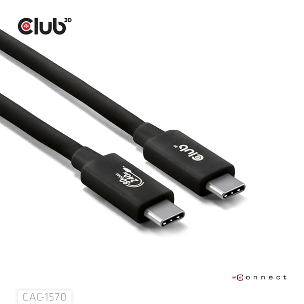 CLUB3D CAC-1570 USB-kabel USB4 Gen 2x2 1,2 m USB C 80 Gbit/sek. 240 W Sort
