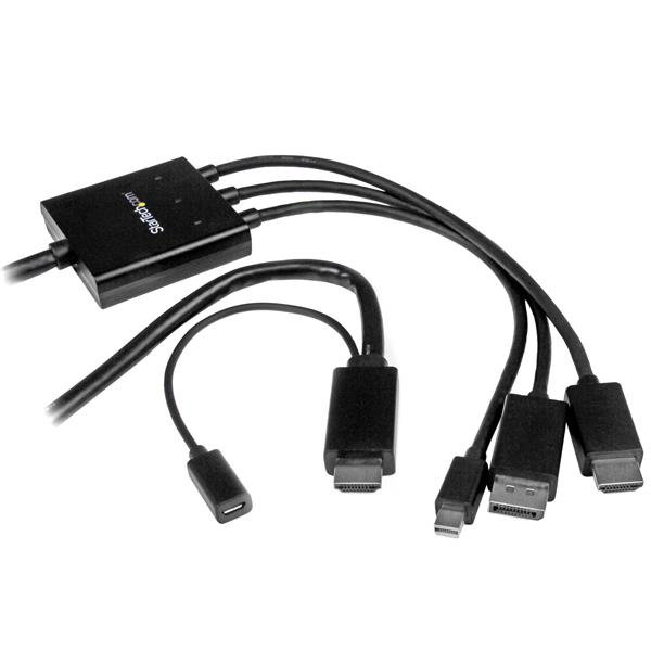 StarTech.com DPMDPHD2HD videokaapeli-adapteri 2 m DisplayPort + Mini DisplayPort + HDMI HDMI + USB Musta
