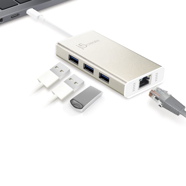 j5create JCH471-N USB-C™ Gigabit Ethernet og hub multi-adapter