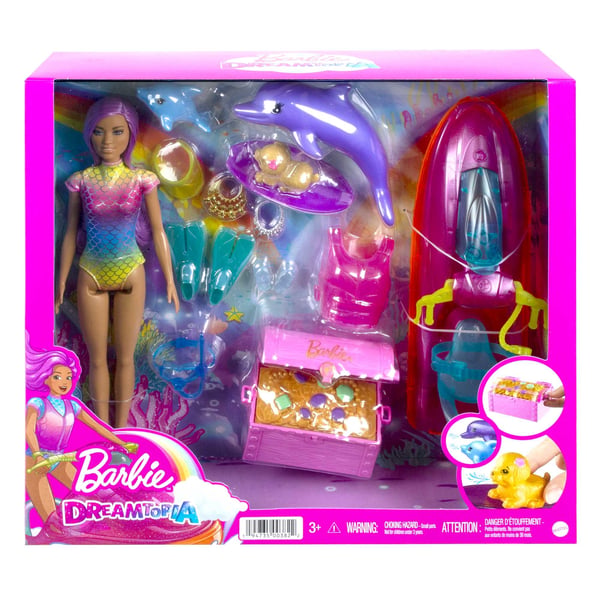 Barbie Dreamtopia -dukke, køretøj og tilbehør