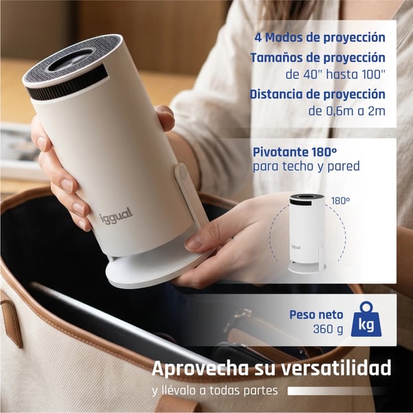 iggual IGG318973+IGG318126 dataprojekter 120 ANSI lumens 720p (1280x720) Hvid