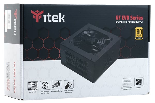 itek GF750 EVO strömförsörjningsenheter 750 W 24-pin ATX ATX Svart