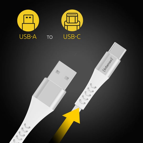 Intenso CABLE USB-A TO USB-C 1.5M/7901102 USB-kablar 1,5 m USB A USB C 0,48 Gbit/s 60 W Vit