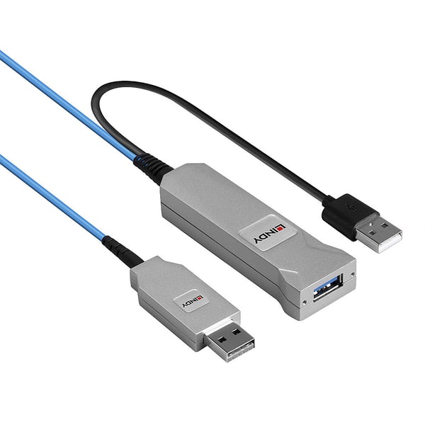 Lindy 43345 USB-kabel USB 3.2 Gen 1 (3.1 Gen 1) 30 m USB A 2 x USB A 5 Gbit/sek. Blå, Sølv