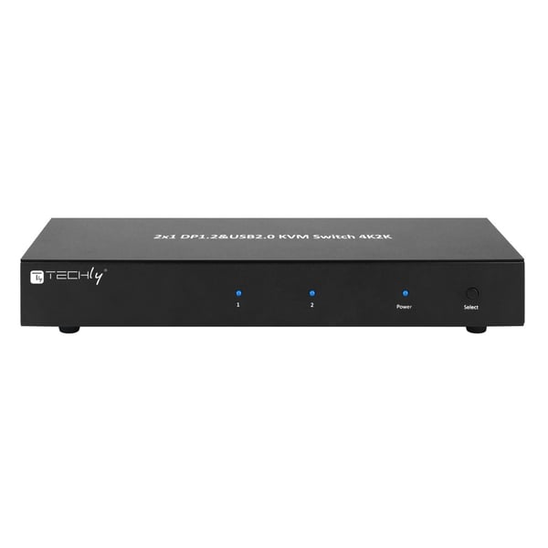 Techly IDATA DP-KVM2 KVM-kytkin Musta