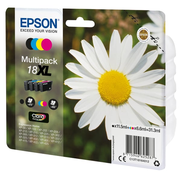 Epson Daisy 18XL Päivänkakkara Claria Home, moniväripakkaus, 4 värin muste