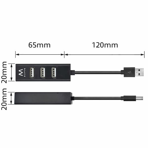 Ewent EW1123 interface hub USB 2.0 480 Mbit/s Sort
