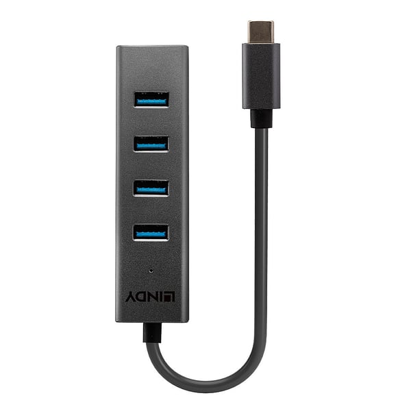 Lindy 43325 gränssnittshubbar USB 3.2 Gen 1 (3.1 Gen 1) Type-C 5000 Mbit/s Grå