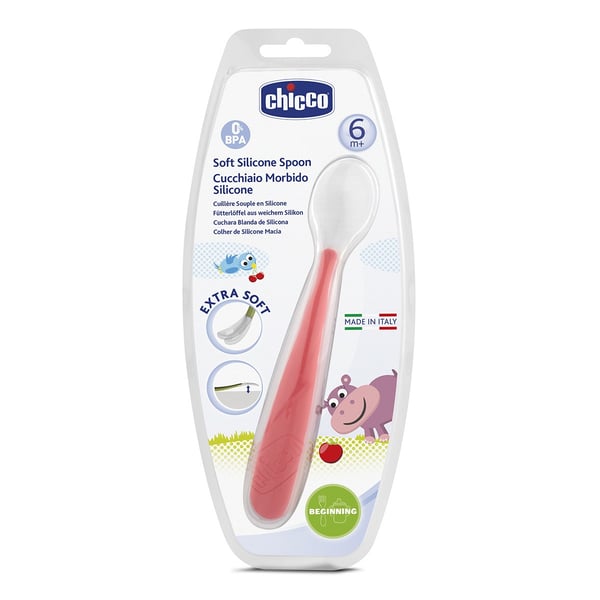 Chicco 00006828710000 taaperon ruokailuväline Pikkulasten lusikka Punainen, Valkoinen Silikoni
