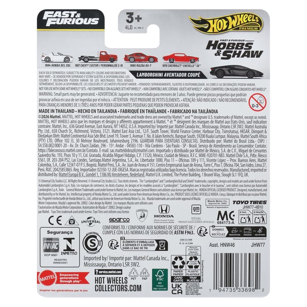 Hot Wheels Hot Wheels-biler, eksklusiv Fast & Furious-bil til voksne samlere