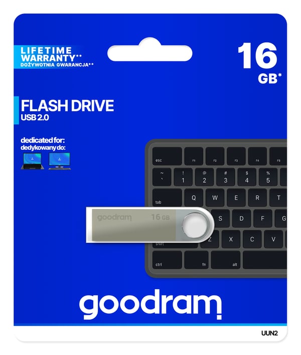Goodram UUN2 USB-muisti 16 GB USB A-tyyppi 2.0 Hopea
