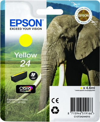 Epson Elephant Yksittäispakkaus, keltainen 24 Claria Photo HD -muste