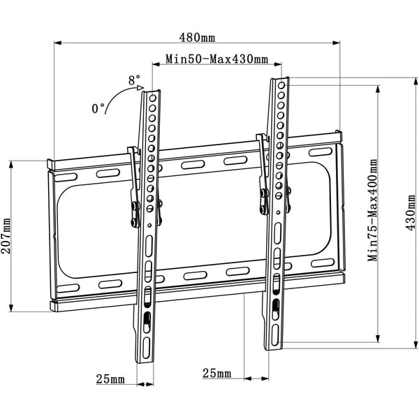 Techly ICA-PLB 261M TV-kiinnike 142,2 cm (56") Musta