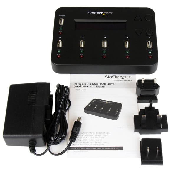 StarTech.com USBDUP15 levyjen monistuslaite USB-muistitikun monistaja Musta 5 kopiot