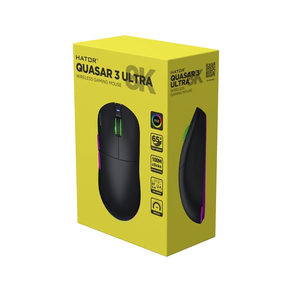 HATOR Quasar 3 Ultra 8K Wireless hiiri Pelaaminen Molempikätinen RF Wireless + Bluetooth + USB Type-A Optinen 30000 DPI
