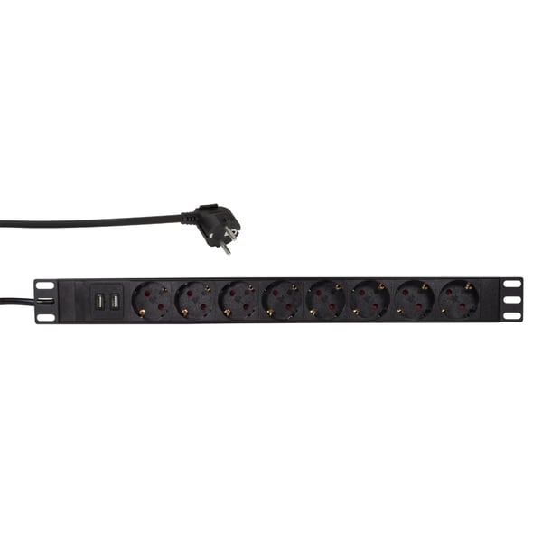 LogiLink PDU8C02 tehonjakeluyksikkö 8 AC-pistorasia(a) 1U Musta
