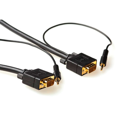ACT 5m VGA + 3.5mm VGA kabel VGA (D-Sub) + 3.5 mm (1/8") Sort