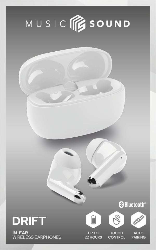Music Sound 8018080495281 Headset True Wireless Stereo (TWS) I ørerne Opkald/musik Bluetooth Hvid