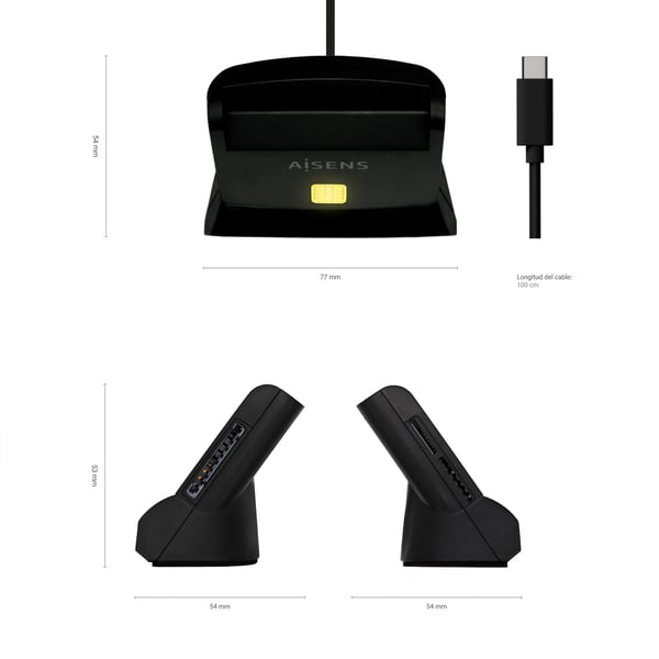 AISENS ASCR-SN04CSD-BK läsare för inpasseringskontroll USB-åtkomstkontrolläsare Svart