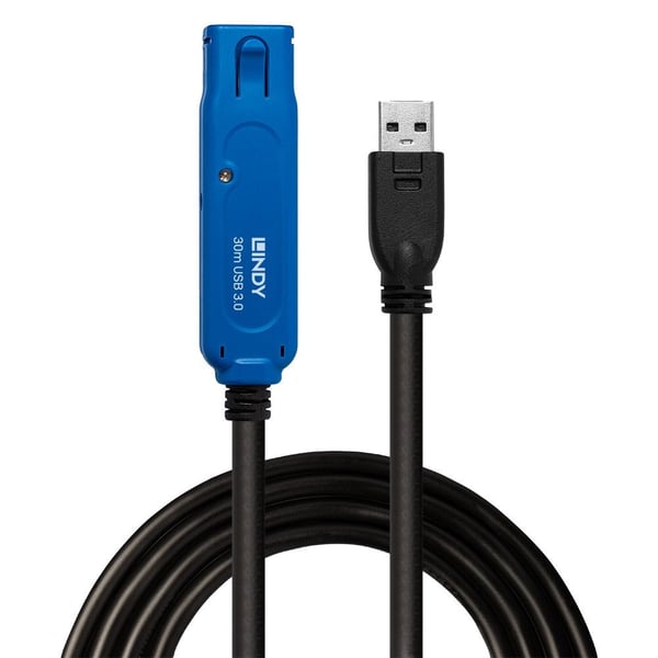 Lindy 43362 USB-kablar USB 3.2 Gen 1 (3.1 Gen 1) 30 m USB A 5 Gbit/s Svart, Blå