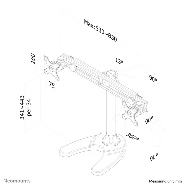 Neomounts FPMA-D700DD skærmbeslag og -stativer 76,2 cm (30") Skrivebord Sort