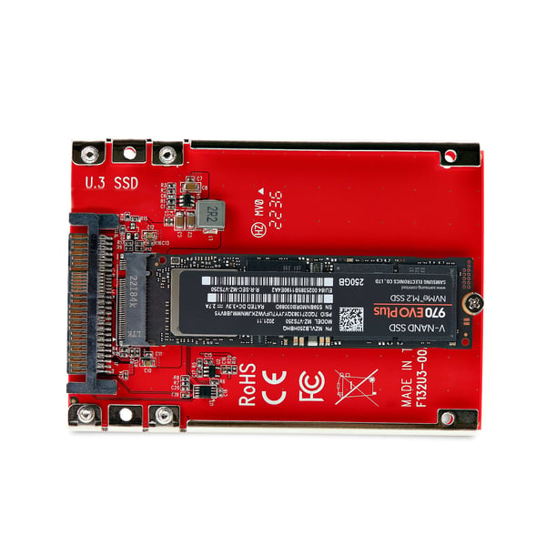 StarTech.com M.2- till U.3-adapter för M.2 NVMe SSD-enheter, PCIe M.2-enhet till 2,5-tums U.3-värdadapter/-konverterare (SFF-TA-1001), TAA-kompatibel - 2,5-tums enhetsformfaktor