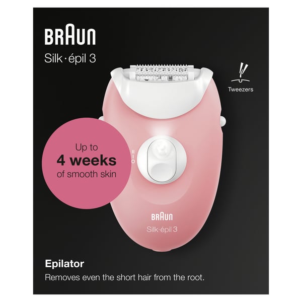 Braun Silk-épil 3 SES 3-176 20 pincetter Rosa, Vit