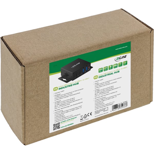 InLine 35396H gränssnittshubbar USB 3.2 Gen 1 (3.1 Gen 1) Type-C 5000 Mbit/s Svart