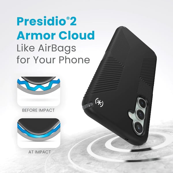 Speck Presidio2 Grip - Fodral till Samsung Galaxy S23 FE (Svart/Svart/Vit)