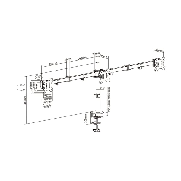 AISENS DT27TSR-061 skærmbeslag og -stativer 68,6 cm (27") Skrivebord Sort