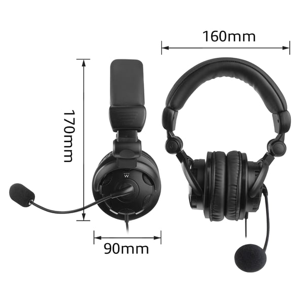Ewent EW3564 hörlur och headset Kabel Huvudband Samtal/musik Svart
