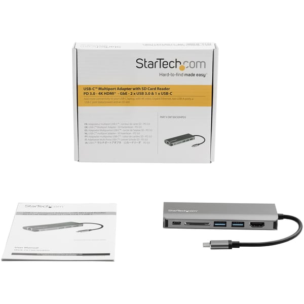 StarTech.com USB C -moniporttisovitin HDMI:llä - 4K - Mac/Windows - SD-kortinlukija - USB C - USB 3:een