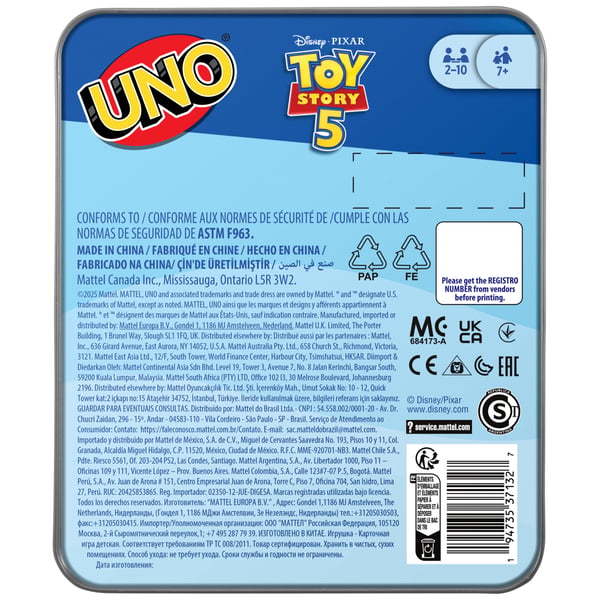Mattel Games UNO Disney Pixar Toy Story 5