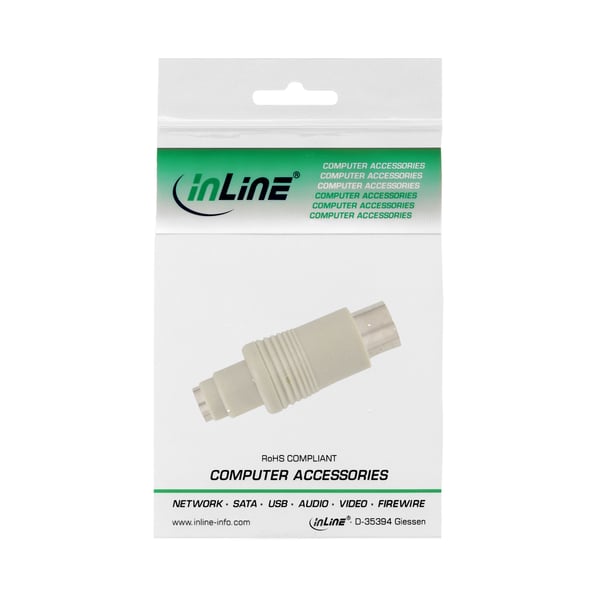 InLine 33949 kabel kønsskifter 5pin DIN male PS/2 Hvid