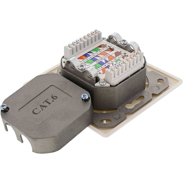 InLine pinta-asennuspistorasia 2x RJ45 Cat.6 - Vaakasuora valkoinen (75602J)
