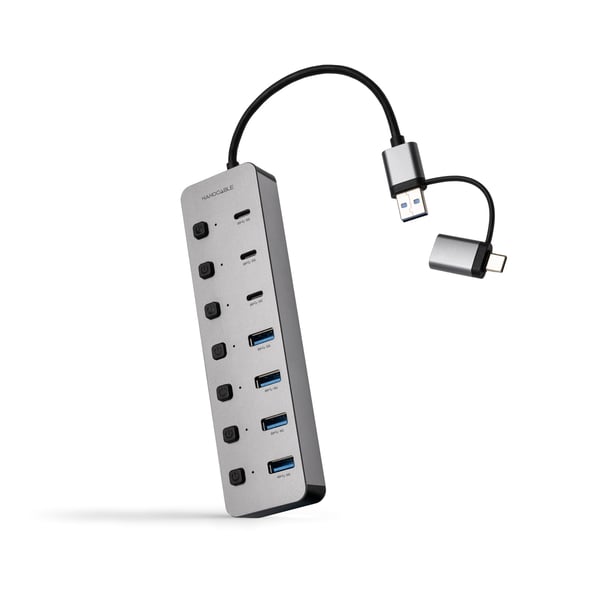 Nanocable 10.16.4510 gränssnittshubbar USB 3.2 Gen 1 (3.1 Gen 1) Type-A + Type-C 5000 Mbit/s Silver