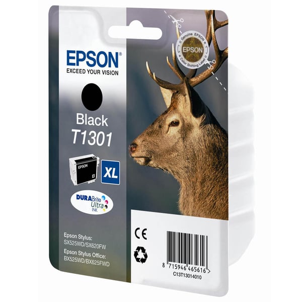 Epson Stag Yksittäispakkaus, musta T1301 DURABrite Ultra -muste