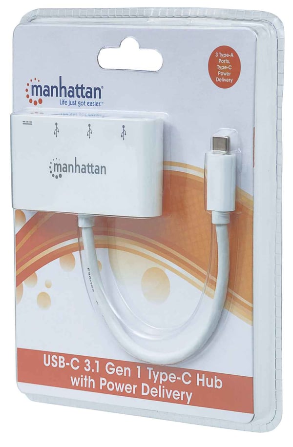 Manhattan 163552 interface hub USB 3.2 Gen 1 (3.1 Gen 1) Type-C 5000 Mbit/s Hvid