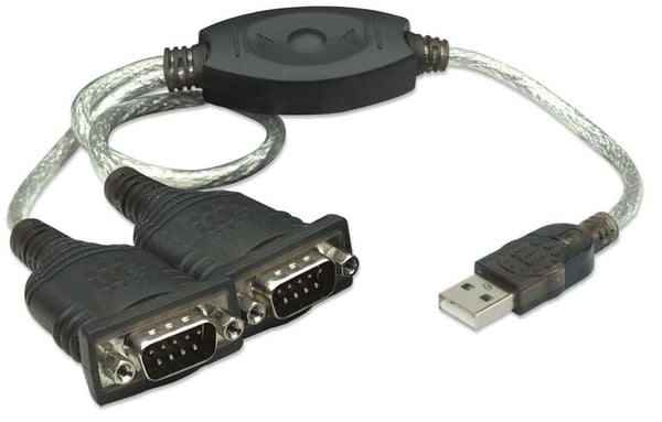 Manhattan 174947 sarjakaapeli Musta 0,45 m USB A DB9